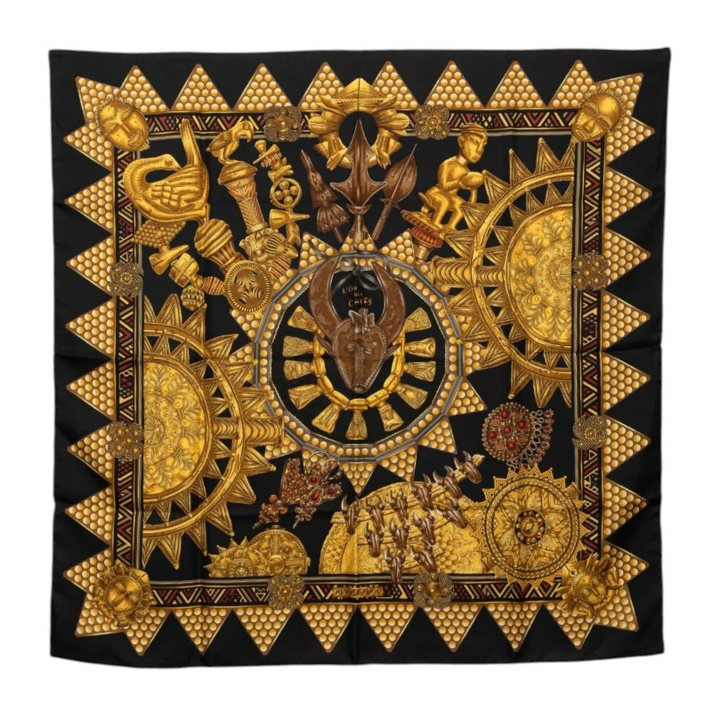 HERMES Black Silk Scarf